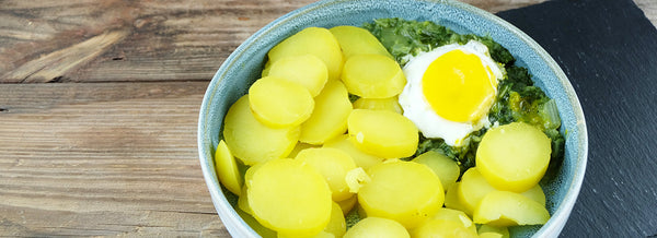 Kartoffeln mit Spiegelei und Pak Choi